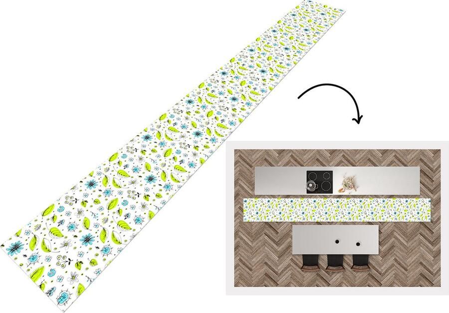 KitchenYeah Keukenloper Keukenmat Flora Bohemian Patronen Fantasy Bloemen 400x50 cm Keuken vloerkleed