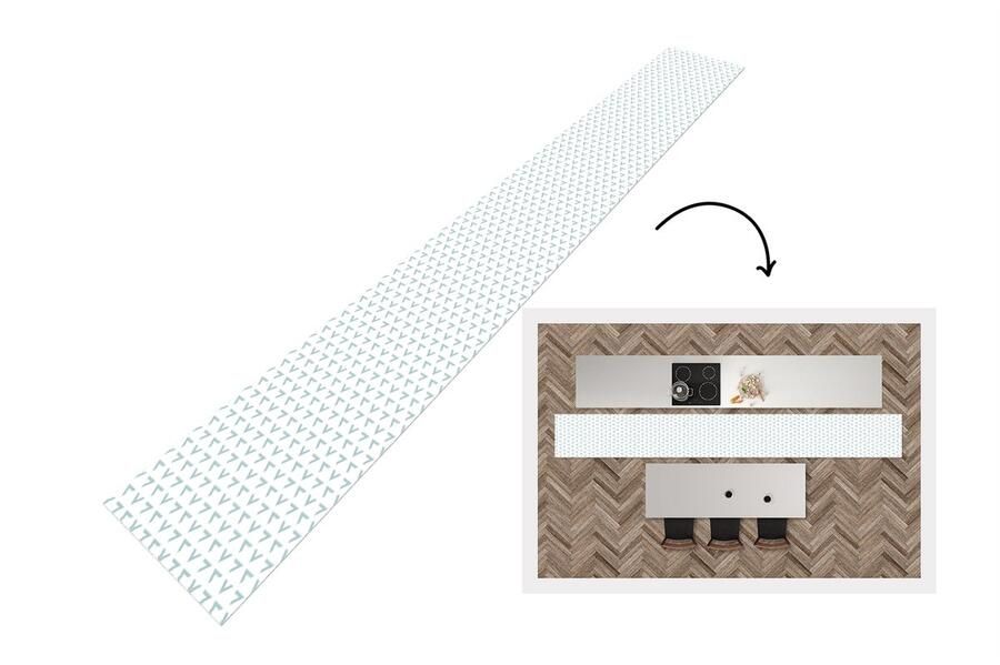 KitchenYeah Keukenloper Keukenmat Patronen Abstract Zwart Wit Geometrie 400x50 cm Keuken vloerkleed - Foto 2