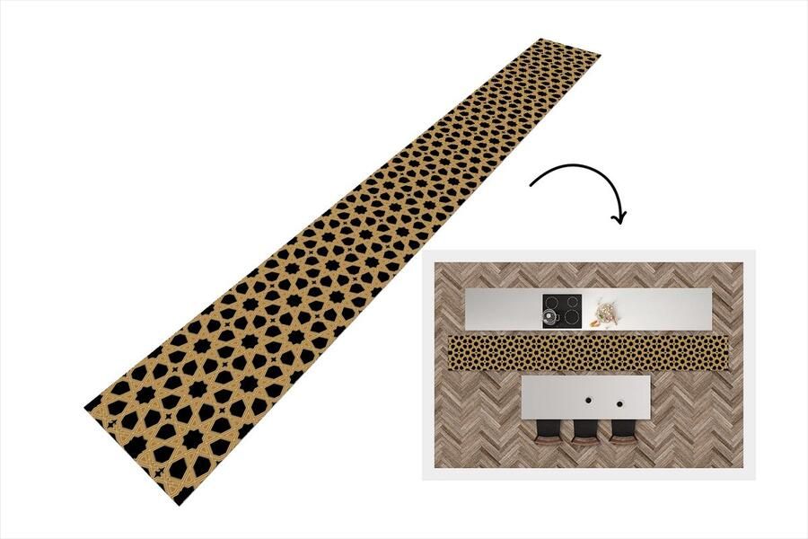 KitchenYeah Keukenloper Keukenmat Geometrisch Patroon Arabisch 480x60 cm Keuken vloerkleed