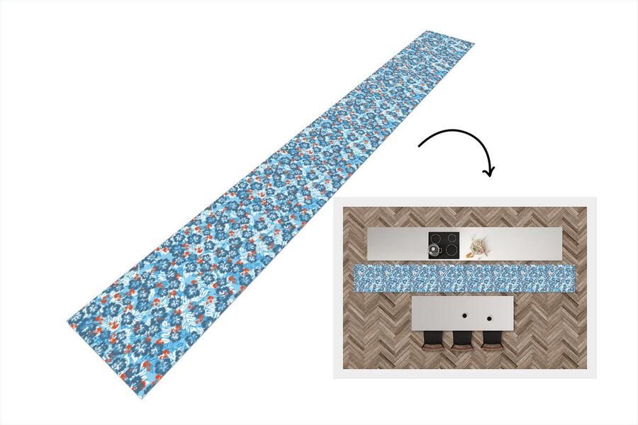 KitchenYeah Keukenloper Keukenmat Hawaii Bloemen Patronen Hibiscus Zomer 400x50 cm Keuken vloerkleed