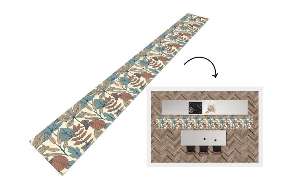 KitchenYeah Keukenloper Keukenmat Herfst Patronen Bladeren 480x60 cm Keuken vloerkleed