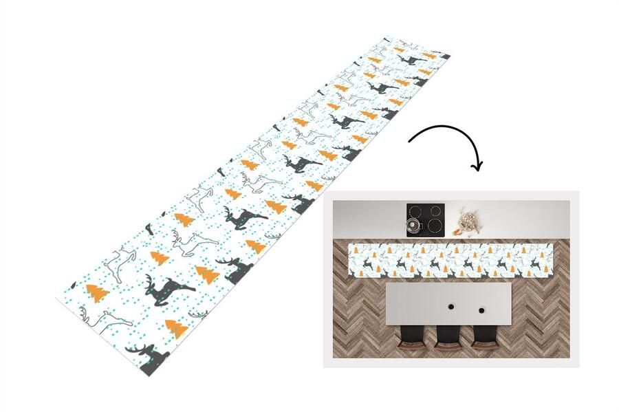 KitchenYeah Keukenloper Loper keuken Hert Patroon Boom 300x50 cm Keukenloper vinyl