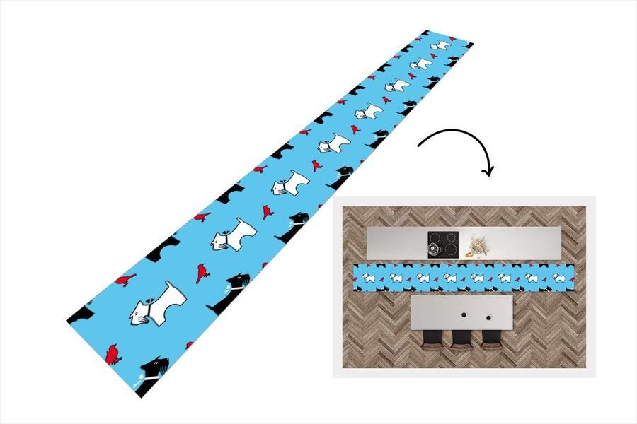KitchenYeah Keukenloper Keukenmat Hond Vogel Dieren Patronen Kinderen 480x60 cm Keuken vloerkleed