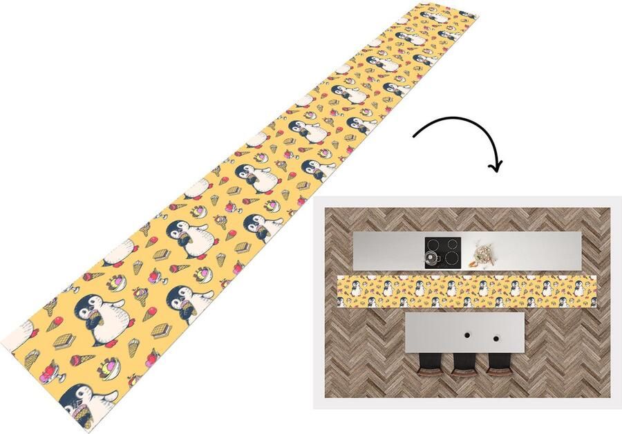 KitchenYeah Keukenloper Keukenmat IJs Pinguïn Pooldieren Kinderen Design 400x50 cm Keuken vloerkleed