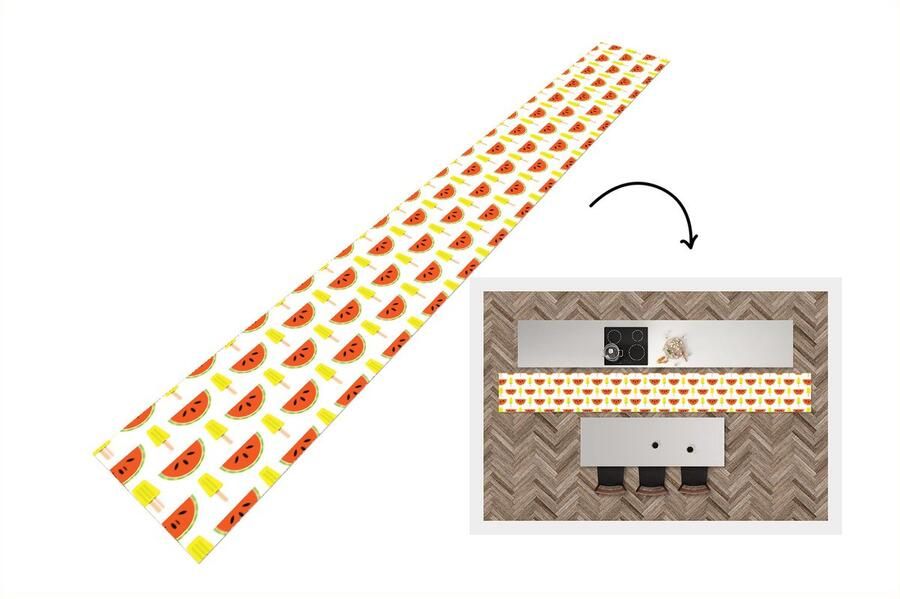 KitchenYeah Keukenloper Keukenmat IJs Watermeloen Patronen Zomer 400x50 cm Keuken vloerkleed