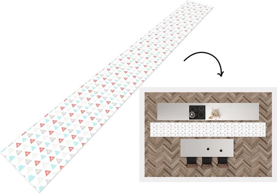 KitchenYeah Keukenloper Keukenmat Jongens Design Driehoek 400x50 cm Keuken vloerkleed