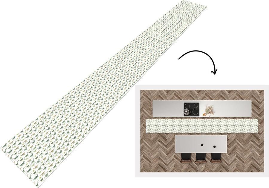 KitchenYeah Keukenloper Keukenmat Jongens Kinderen Dinosaurus Patronen 480x60 cm Keuken vloerkleed