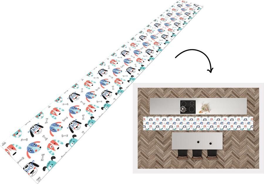 KitchenYeah Keukenloper Keukenmat Jongens Patronen Hond 480x60 cm Keuken vloerkleed