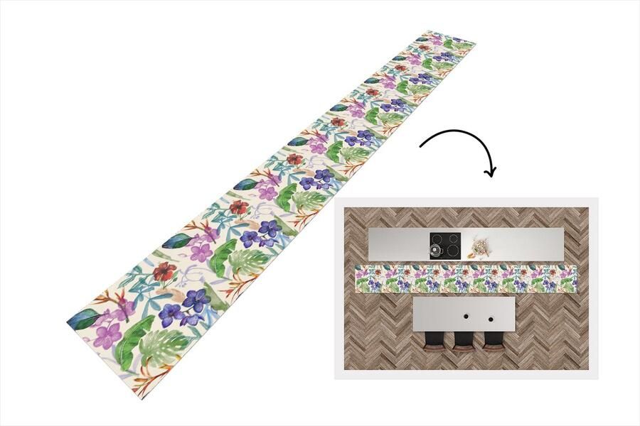 KitchenYeah Keukenloper Keukenmat Jungle Bloemen Patronen 400x50 cm Keuken vloerkleed