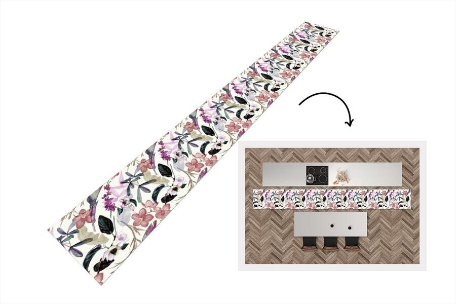 KitchenYeah Keukenloper Keukenmat Jungle Bloemen Vintage Patronen 480x60 cm Keuken vloerkleed