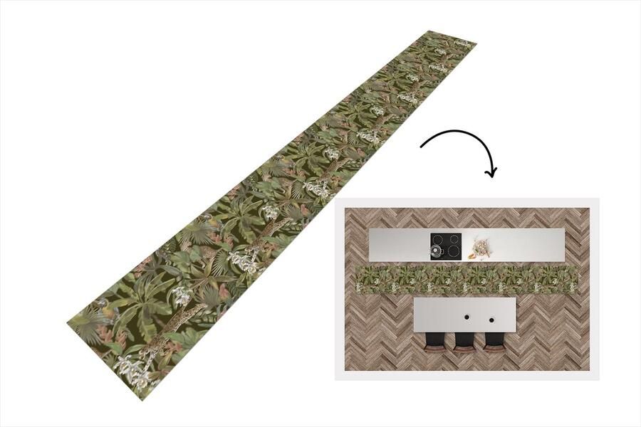 KitchenYeah Keukenloper Keukenmat Jungle Dieren Vintage Patroon 480x60 cm Keuken vloerkleed