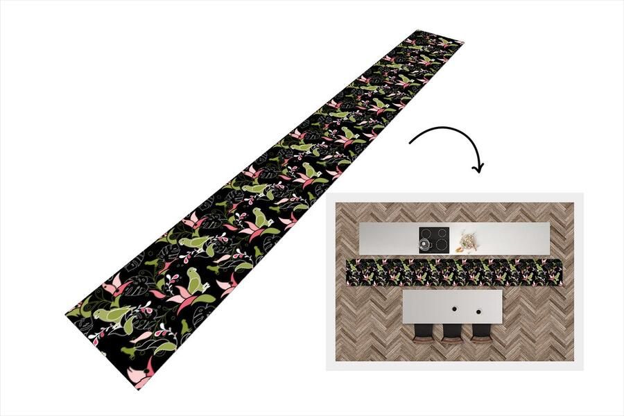 KitchenYeah Keukenloper Keukenmat Jungle Vogel Patronen 480x60 cm Keuken vloerkleed