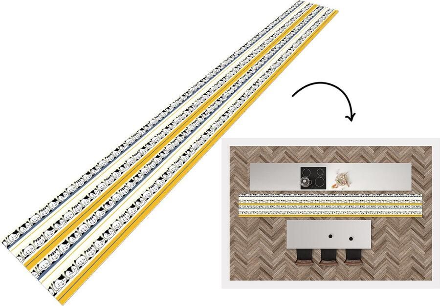 KitchenYeah Keukenloper Keukenmat Kat Patronen Huisdieren 400x50 cm Keuken vloerkleed