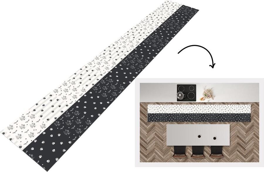 KitchenYeah Keukenloper Keukenmat Katten Pootjes Patronen Huisdier 360x60 cm Keuken vloerkleed