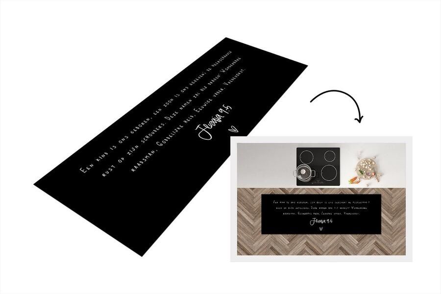 KitchenYeah Keukenloper Keukenmat Kerst Spreuken Zwart Wit 180x60 cm Keuken vloerkleed