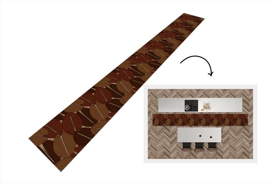 KitchenYeah Keukenloper Keukenmat Koffiebonen Patronen Coffee 400x50 cm Keuken vloerkleed
