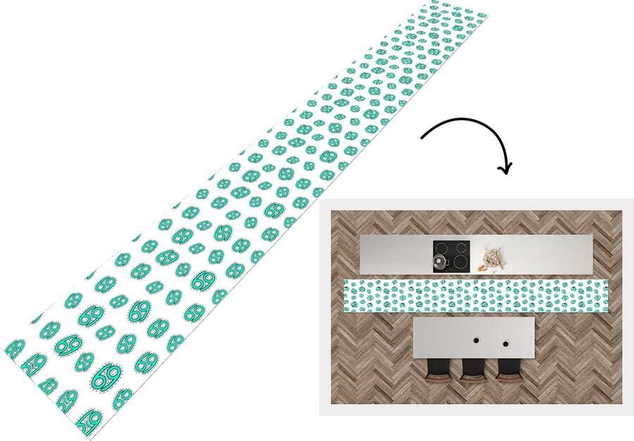 KitchenYeah Keukenloper Keukenmat Kreeft Astrologie Zodiac Design 400x50 cm Keuken vloerkleed