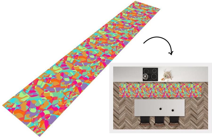KitchenYeah Keukenloper Keukenmat Lavalamp Regenboog Patronen Hippie 360x60 cm Keuken vloerkleed