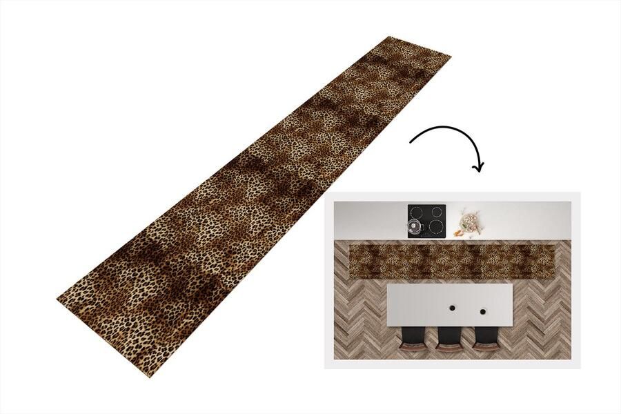 KitchenYeah Keukenloper Loper keuken Luipaard Patronen Dieren 300x50 cm Keukenloper vinyl