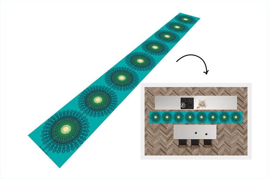 KitchenYeah Keukenloper Keukenmat Mandala Design Patronen Filigraan 480x60 cm Keuken vloerkleed