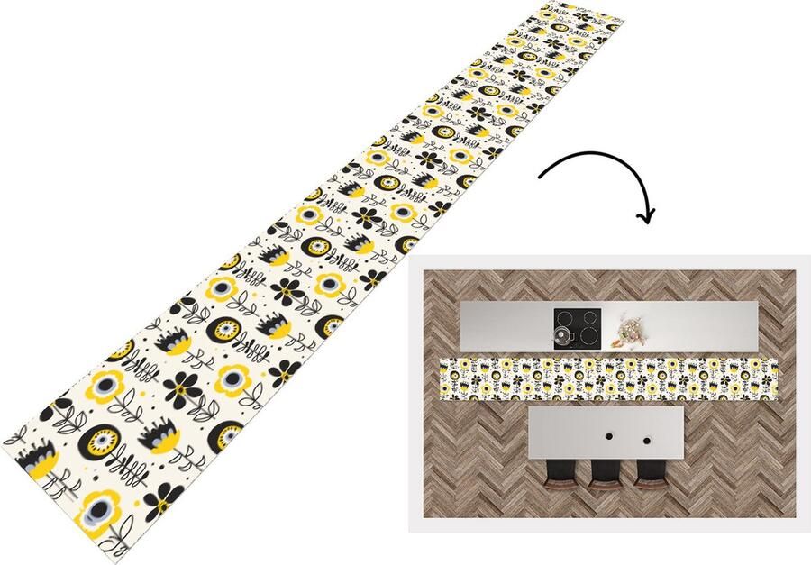 KitchenYeah Keukenloper Keukenmat Meiden Bloemen Blaadjes Patronen 400x50 cm Keuken vloerkleed