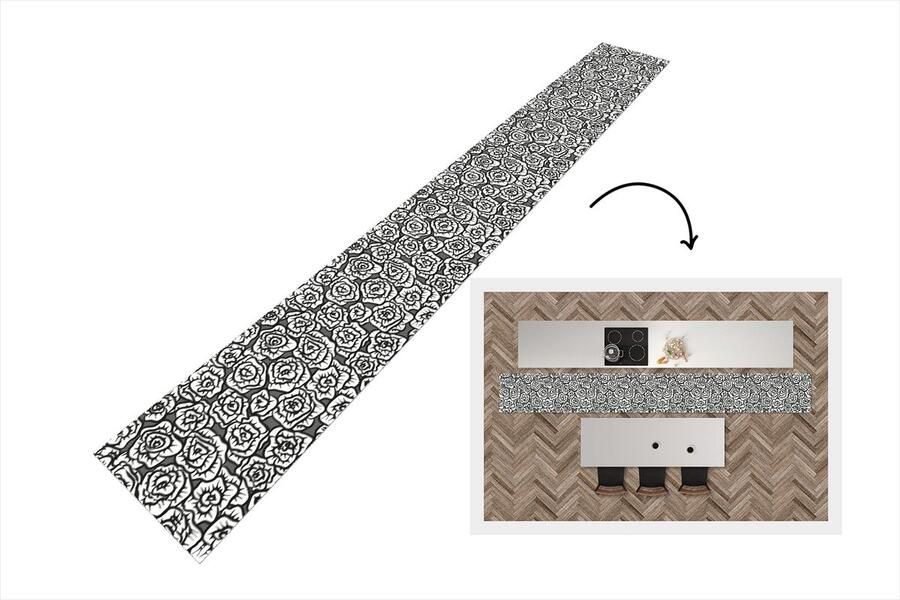 KitchenYeah Keukenloper Keukenmat Meiden Rozen Patronen 480x60 cm Keuken vloerkleed