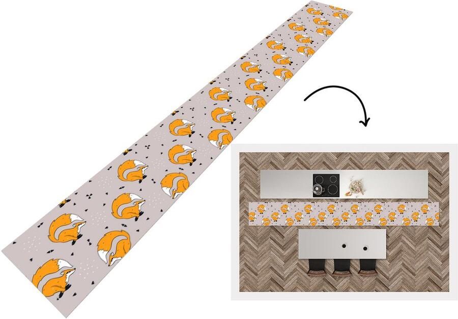 KitchenYeah Keukenloper Keukenmat Meiden Vos Dieren Patronen 480x60 cm Keuken vloerkleed