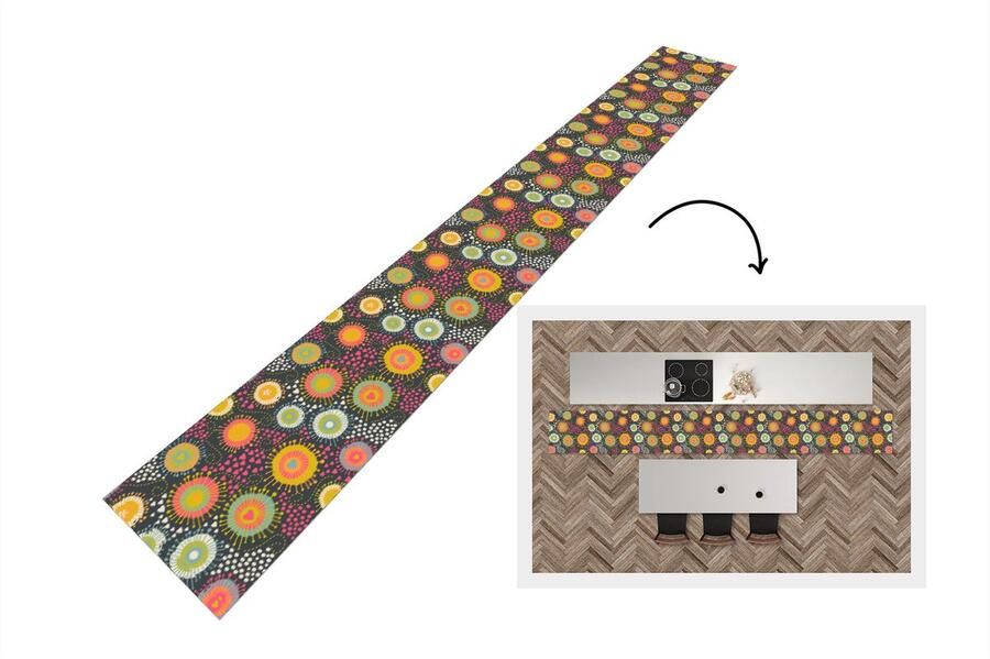 KitchenYeah Keukenloper Keukenmat Meisje Hartjes Liefde Patronen 400x50 cm Keuken vloerkleed