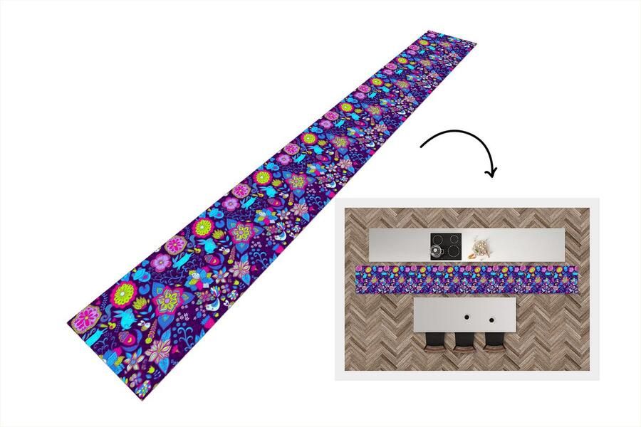 KitchenYeah Keukenloper Keukenmat Meisjes Konijn Roze Patronen 400x50 cm Keuken vloerkleed