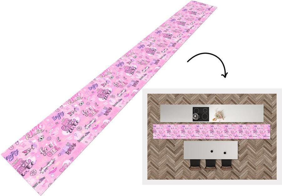 KitchenYeah Keukenloper Keukenmat Meisjes Tiener Roze Quotes Patronen 480x60 cm Keuken vloerkleed
