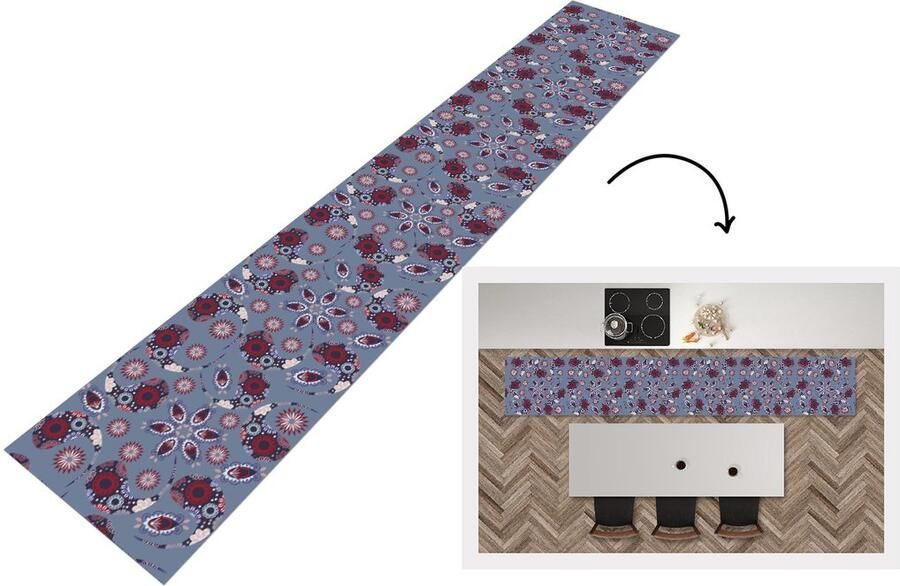 KitchenYeah Keukenloper Loper keuken Paisley Bloemen Patronen 300x50 cm Keukenloper vinyl