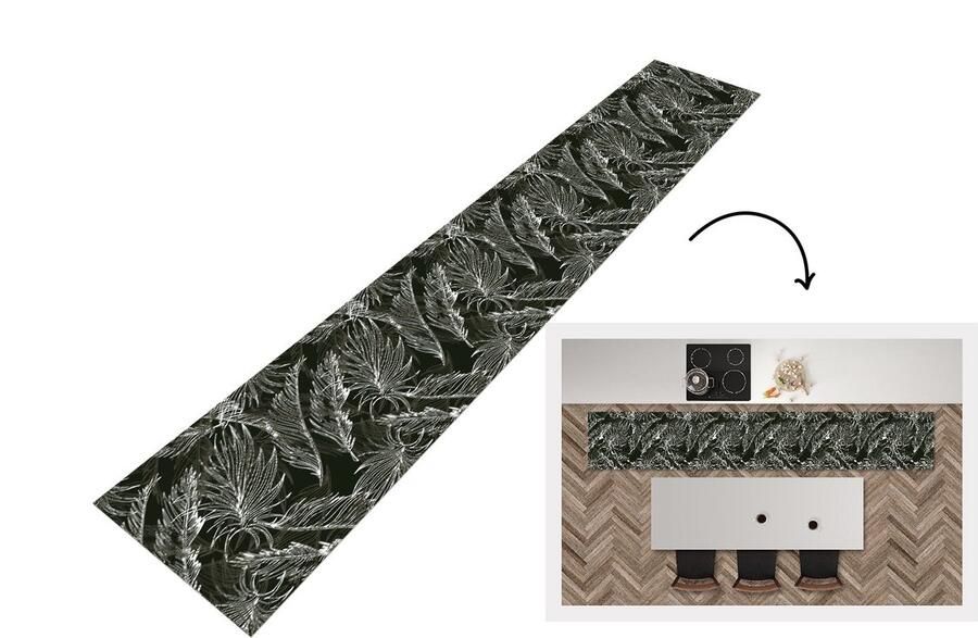 KitchenYeah Keukenloper Keukenmat Palmblad Tropisch Design Hawaii 360x60 cm Keuken vloerkleed