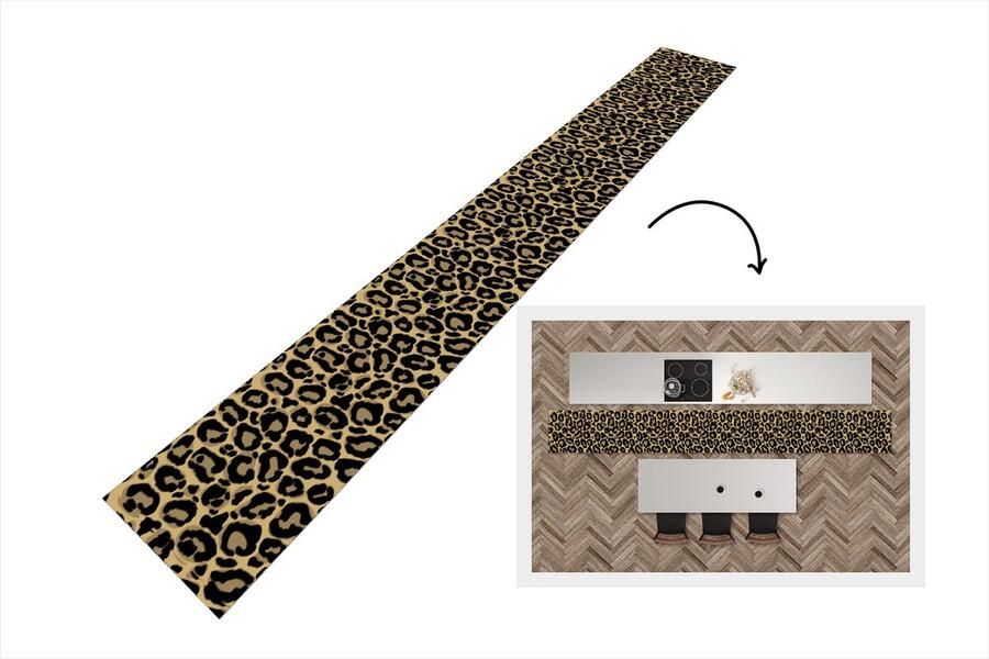 KitchenYeah Keukenloper Keukenmat Panterprint Patronen Luipaard Patronen 480x60 cm Keuken vloerkleed