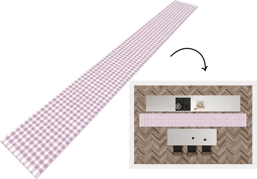 KitchenYeah Keukenloper Keukenmat Pastel Paars Patronen 400x50 cm Keuken vloerkleed