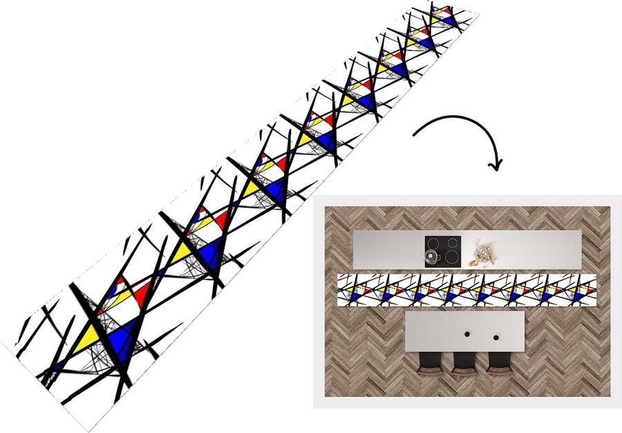 KitchenYeah Keukenloper Keukenmat Patronen Abstract Kunst 400x50 cm Keuken vloerkleed