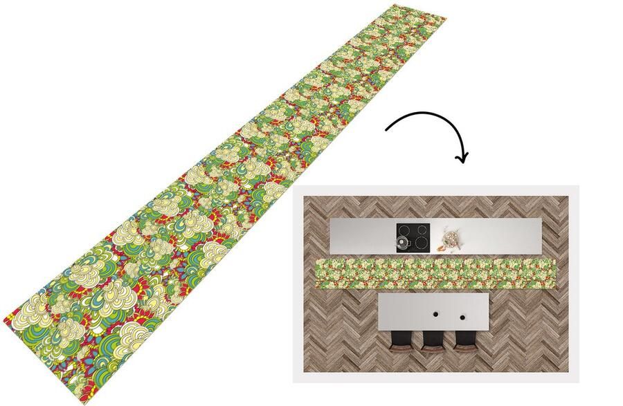 KitchenYeah Keukenloper Keukenmat Patronen Bloemen Lente 400x50 cm Keuken vloerkleed