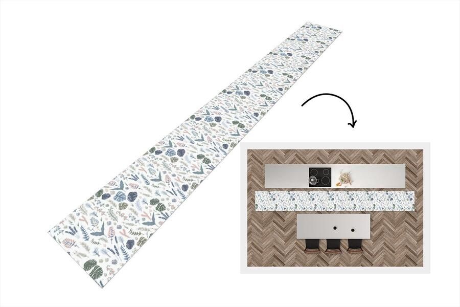 KitchenYeah Keukenloper Keukenmat Patronen Bloemen Planten 480x60 cm Keuken vloerkleed