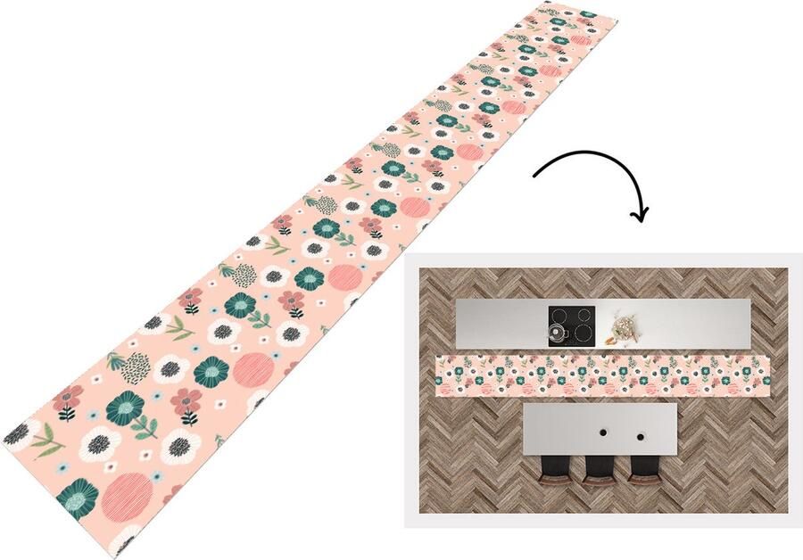 KitchenYeah Keukenloper Keukenmat Patronen Bloemen Planten 480x60 cm Keuken vloerkleed - Foto 2