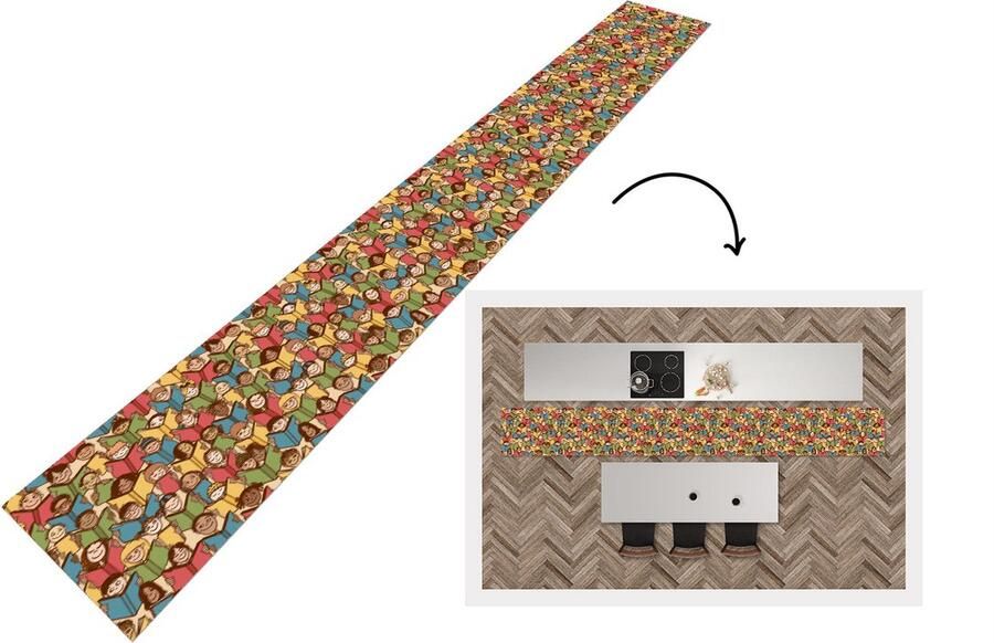 KitchenYeah Keukenloper Keukenmat Patronen Boek Kinderen 480x60 cm Keuken vloerkleed