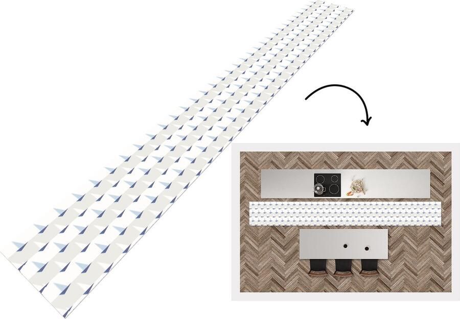 KitchenYeah Keukenloper Keukenmat Patronen Boot Zee 400x50 cm Keuken vloerkleed