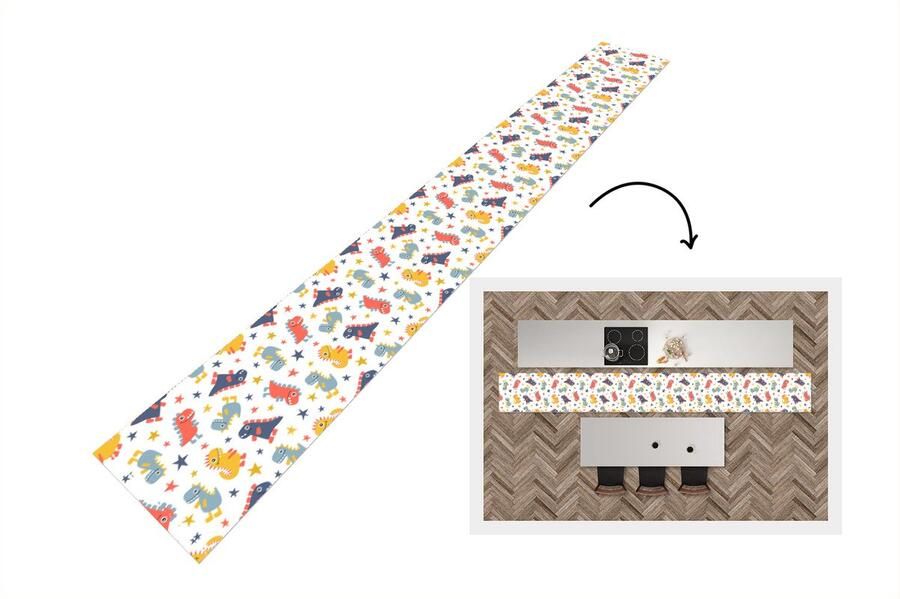 KitchenYeah Keukenloper Keukenmat Patronen Dino Sterren 400x50 cm Keuken vloerkleed