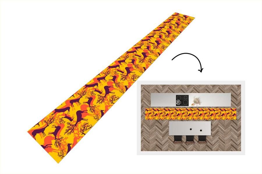 KitchenYeah Keukenloper Keukenmat Patronen Hert Kleuren 400x50 cm Keuken vloerkleed