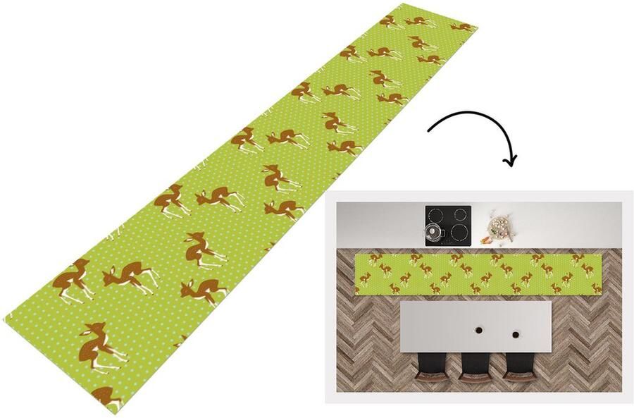 KitchenYeah Keukenloper Loper keuken Patronen Hert Stippen 300x50 cm Keukenloper vinyl