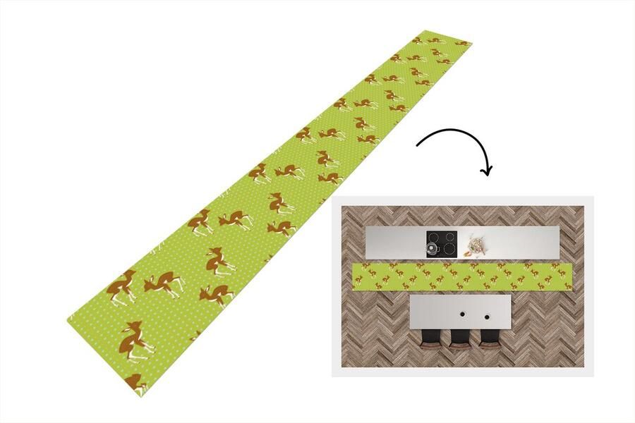 KitchenYeah Keukenloper Keukenmat Patronen Hert Stippen 400x50 cm Keuken vloerkleed