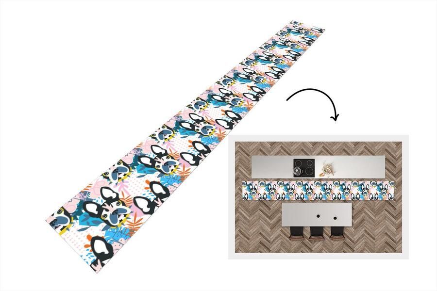 KitchenYeah Keukenloper Keukenmat Patronen Hond Plant 400x50 cm Keuken vloerkleed