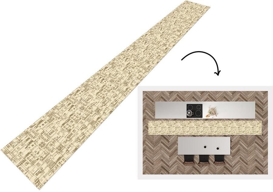 KitchenYeah Keukenloper Keukenmat Patronen Huis Skyline 480x60 cm Keuken vloerkleed