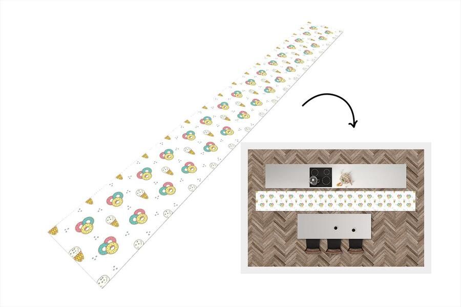 KitchenYeah Keukenloper Keukenmat Patronen IJs Donus 480x60 cm Keuken vloerkleed