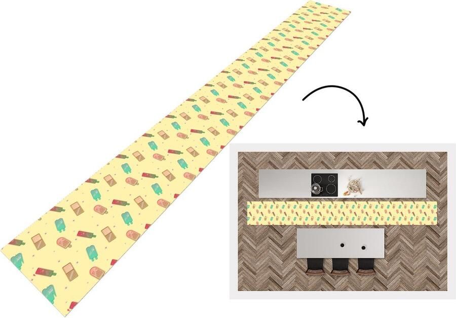 KitchenYeah Keukenloper Keukenmat Patronen IJs Zomer Sterren 400x50 cm Keuken vloerkleed
