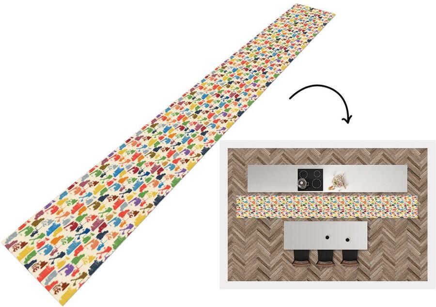 KitchenYeah Keukenloper Keukenmat Patronen Kraan Boot 480x60 cm Keuken vloerkleed