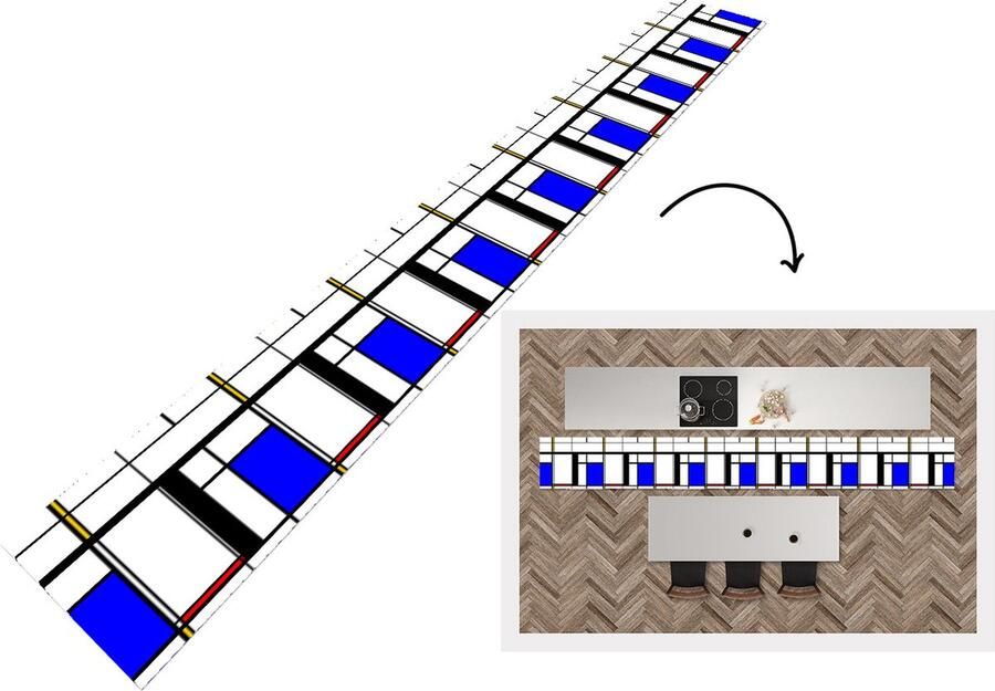 KitchenYeah Keukenloper Keukenmat Patronen Kunst Abstract 400x50 cm Keuken vloerkleed